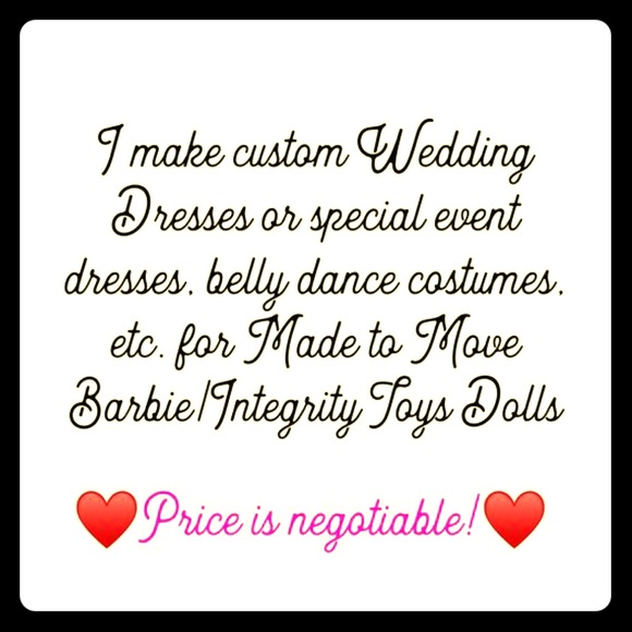 Zinger Design Studio Other - Custom dresses for Barbie & Integrity Toys dolls. Price negotiable!